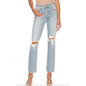 CITIZENS OF HUMANITY Sabine High Rise Straight Jeans Womens 27 Blue Distressed